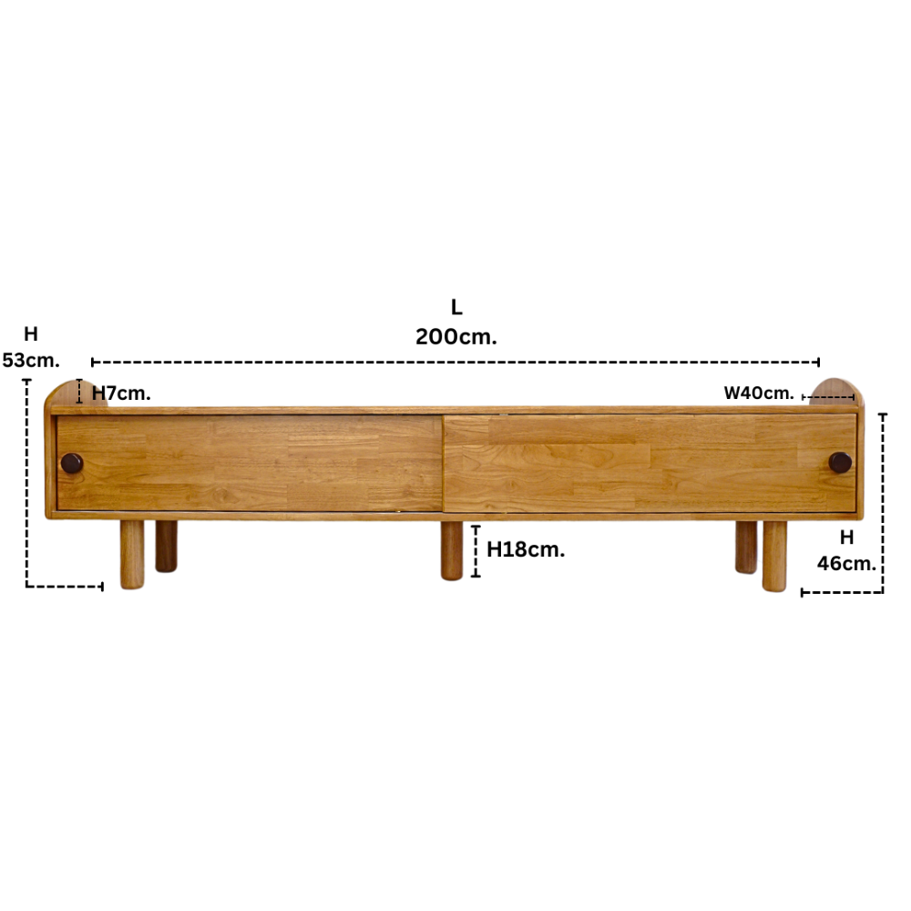 ชั้นวางทีวีไม้ยางพารา MAAI DESIGN รุ่น KIYOKO SIDEBOARD L 200 สีโอ๊ค